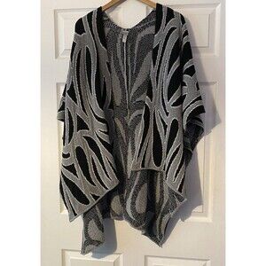 Chico's Black and gray shawl/poncho sweater one size